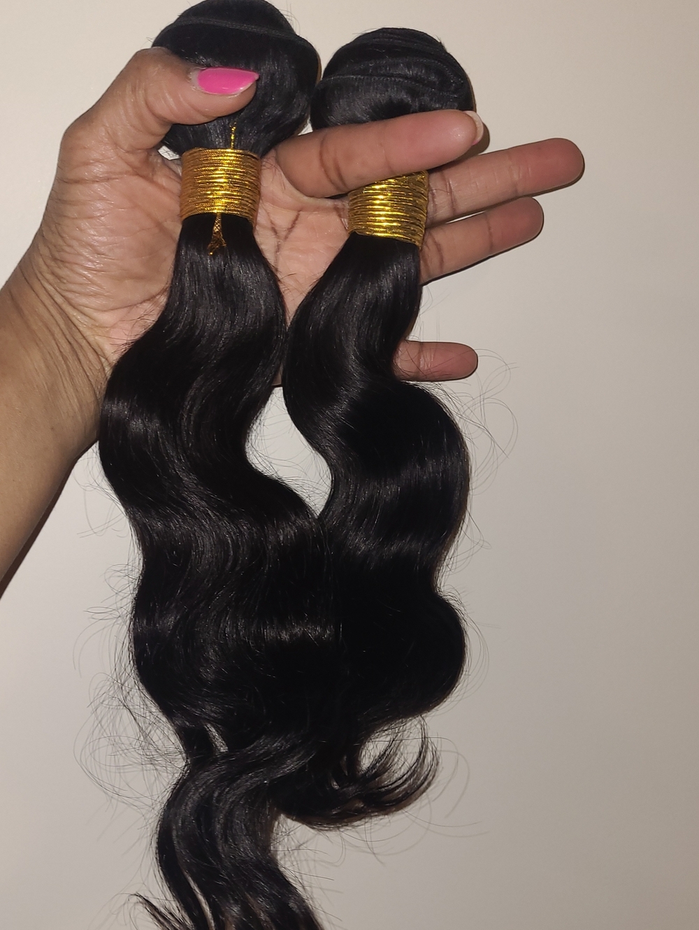 Natural Color Human Hair Body Wave Bundles - Set Of 2 - 14"